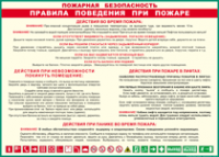 Таблица "Пожарная безопасность. Правила поведения при пожаре" (100х140 сантиметров, винил) - fgospostavki.ru - Москва