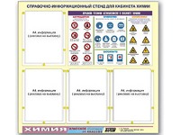 Стенд информационный "Правила техники безопасности в кабинете химии" (80х75, 4 кармана) - fgospostavki.ru - Москва