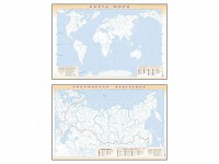 Фрагмент (демонстрационный) маркерный (двухсторонний) "Карта мира и Российской Федерации" (немая) с комплектом тематических магнитов - fgospostavki.ru - Москва