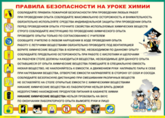Таблица "Правила безопасности на уроке химии" (100х140 сантиметров, винил) - fgospostavki.ru - Москва
