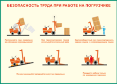 Таблица "Безопасность труда при работе на погрузчике" (100х140 сантиметров, винил) - fgospostavki.ru - Москва