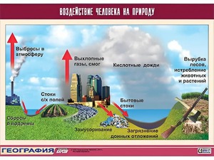 Таблица демонстрационная "Воздействие человека на природу" (винил 70*100) - fgospostavki.ru - Москва