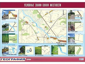 Таблица демонстрационная "Условные знаки плана местности" (винил 100*140) - fgospostavki.ru - Москва