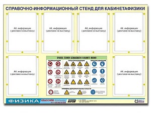 Стенд информационный "Правила техники безопасности в кабинете физики" (80х110, 6 карманов) - fgospostavki.ru - Москва