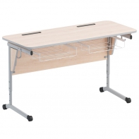 Стол ученический двухместный с наклоном столешницы (0-24°) и корзиной - fgospostavki.ru - Москва
