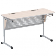 Стол ученический двухместный с перфорированной панелью, наклоном столешницы (0-24°) и корзиной - fgospostavki.ru - Москва