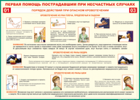 Таблица "Порядок действий при опасном кровотечении" (100х140 сантиметров, винил) - fgospostavki.ru - Москва