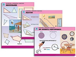 Комплект таблиц "Математика. Знакомство с геометрией" (6 таблиц, формат А1, ламинированные) - fgospostavki.ru - Москва