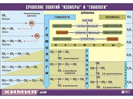 Таблица демонстрационная "Сравнение понятий изомер и гомолог" (винил 100x140) - fgospostavki.ru - Москва