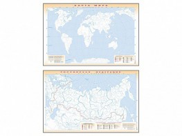 Фрагмент (демонстрационный) маркерный (двухсторонний) "Карта мира и Российской Федерации" (немая) с комплектом тематических магнитов - fgospostavki.ru - Москва